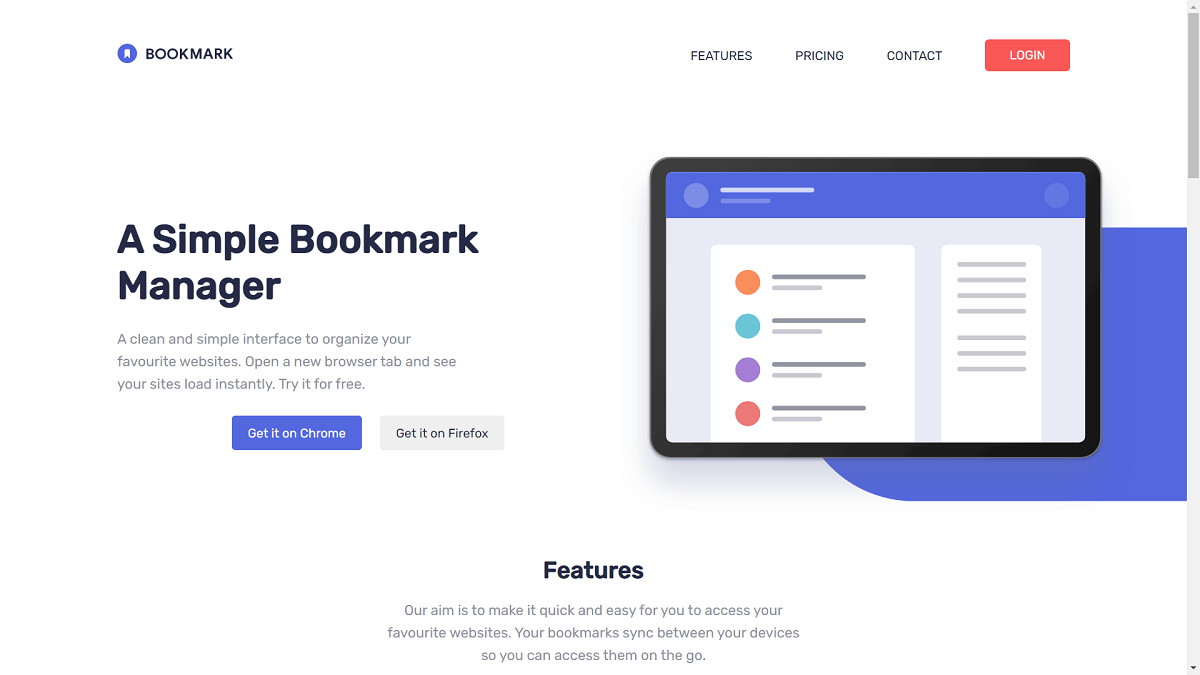 Bookmark Landing Page